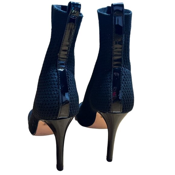Catherine Malandrino Peep Toe Sock Bootie Heels For Women - Size 6.5 Black Knit - Picture 4 of 4